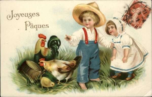 Ostern Easter Paques Kinder Hühner