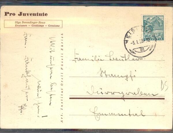 Kuenstlerkarte Olga Derendinger Roux Blumenschale – Bild 2