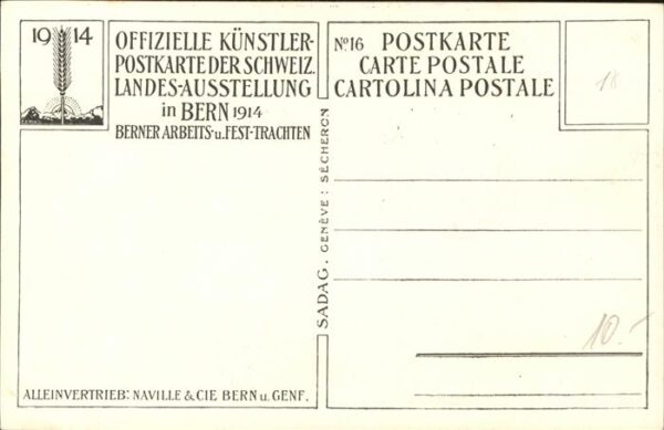 Landesausstellung Bern 1914 Trachten No 16 – Bild 2