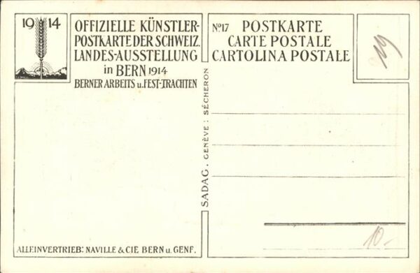 Landesausstellung Bern 1914 Trachten No 17 – Bild 2