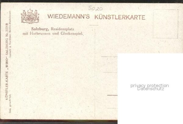 Verlag Wiedemann WIRO Nr. 2378 B Salzburg Residenzplatz Hofbrunne – Bild 2