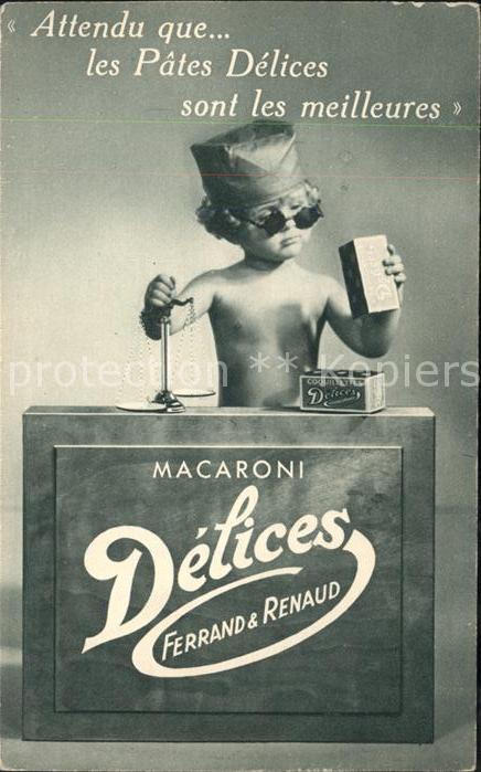 Werbung Reklame Macaroni Baby Delices Ferrand e Renaud