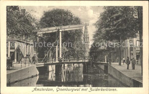 Amsterdam Niederlande Groenburgwal met Zuiderkerktoren