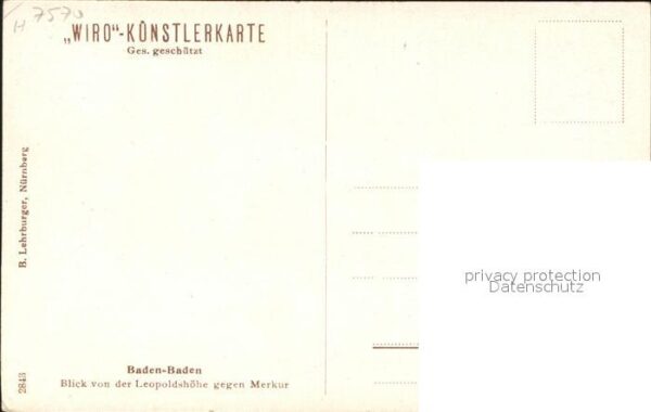 Verlag WIRO Wiedemann Nr. 2843 Baden-Baden Merkur – Bild 2
