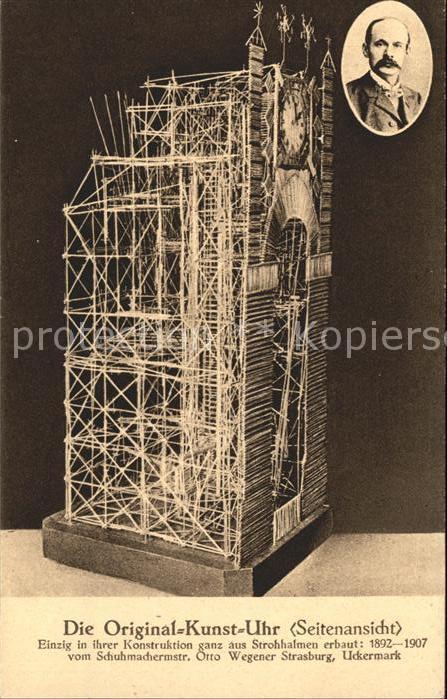 Kuriosum Kunst-Uhr Strohhalmen Otto Wegener