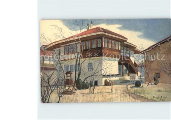 Nisch Okrug Nisava Türkisches Haus Künstlerkarte Aquarell