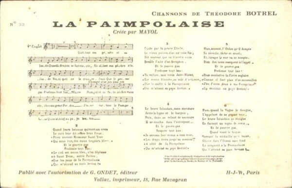 Gesang Musik La Paimpolaises par Mayol Chansons de T