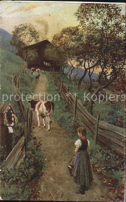 Hoffmann Heinrich Am Abend Kuh Mädchen