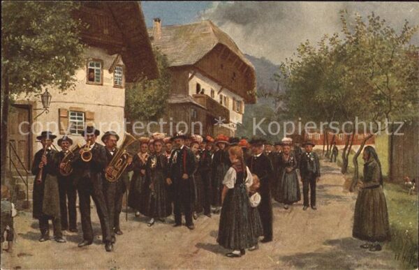 Hoffmann Heinrich Bauernhochzeit Musikanten Trompete Horn