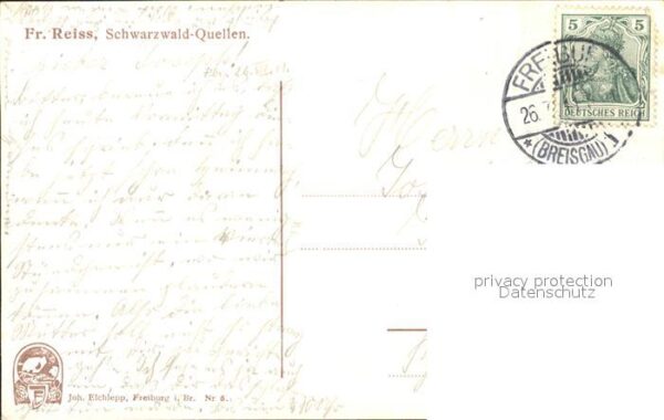 Reiss Fritz Schwarzwald-Quellen Elchlepp Verlag Nr. – Bild 2