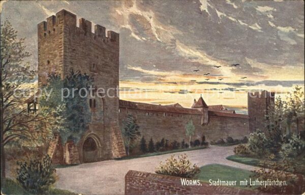 Verlag Wiedemann WIRO Nr. 1948 B Worms Stadtmauer mit Lutherpfört