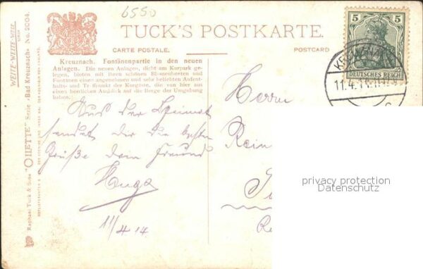 Verlag Tucks Oilette Nr. 2004 Kreuznach Fontänenpartie in den ne – Bild 2