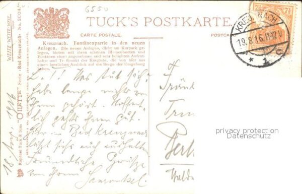Verlag Tucks Oilette Nr. 2004 Kreuznach Fontänenpartie in den ne – Bild 2
