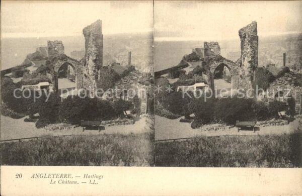 Stereoscopkarte Angleterre Hastings Chateau