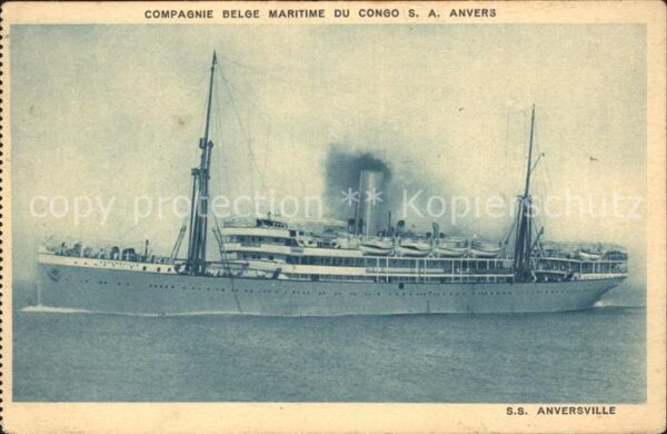 Dampfer Oceanliner S.S. Anversville Compagnie Belge Mariti