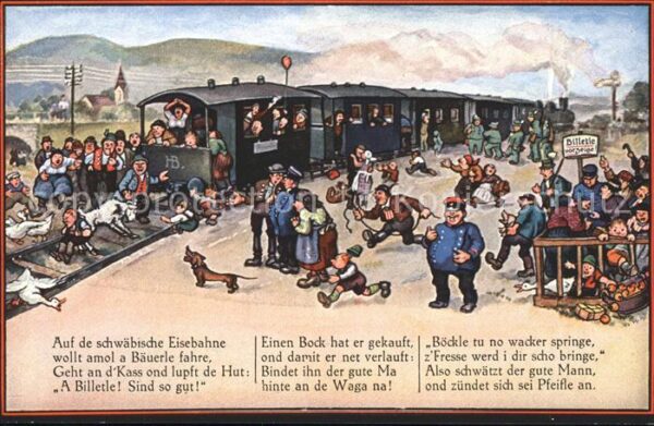 Eisenbahn Auf de schwäbische Eisebahne Humor Dack
