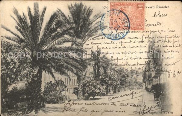 Tananarive Boulevard Riondet Palmier Stempel auf A