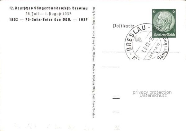 Breslau Niederschlesien Dominsel 12. Deutsches Sängerbundesfest – Bild 2