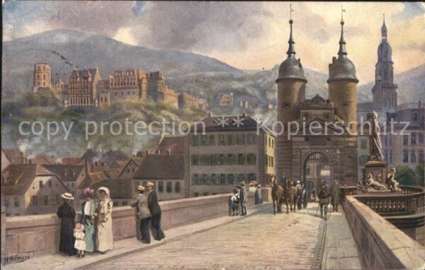 Hoffmann Heinrich Alte Heidelberg Neckarbrücke Schloss
