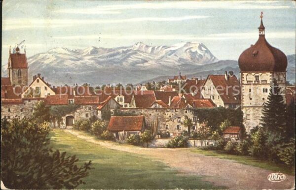 Verlag WIRO Wiedemann Nr. 2929 Bregenz Altstadt mit Säntis