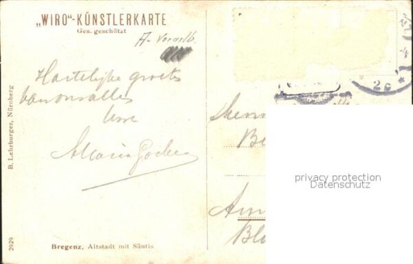 Verlag WIRO Wiedemann Nr. 2929 Bregenz Altstadt mit Säntis – Bild 2