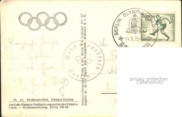 Stadion Olympia Reichssportfeld Olympia-Postkar – Bild 2