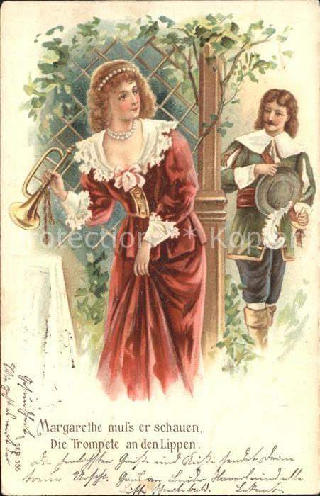 Trompeter Scheffel Margarethe Spruch Litho