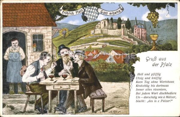 Wein Pfalz Gedicht Künstlerkarte Geist