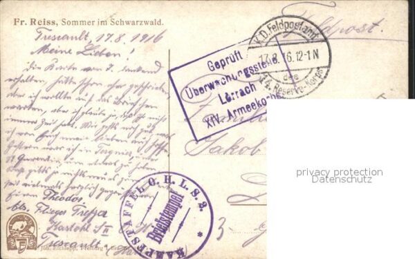 Reiss Fritz Sommer im Schwarzwald Stempel XIV. Arme – Bild 2
