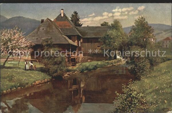 Hoffmann Heinrich Altes Haus an der Wiese Schönau Schwarz