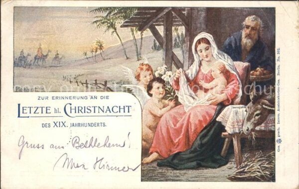 Kuenstlerkarte Plockhorst Heilige Familie Engel Esel L