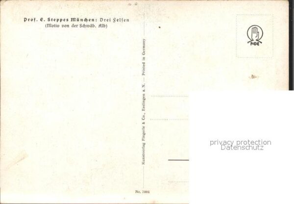 Steppes Edmund Prof. Drei Felsen Schwäbischen Alb Nr. 7004 – Bild 2
