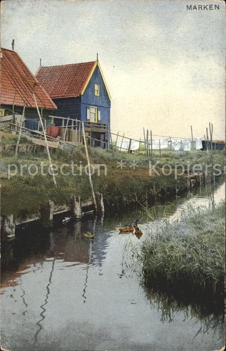 Marken Wohnhäuser an der Wasserstrasse Enten