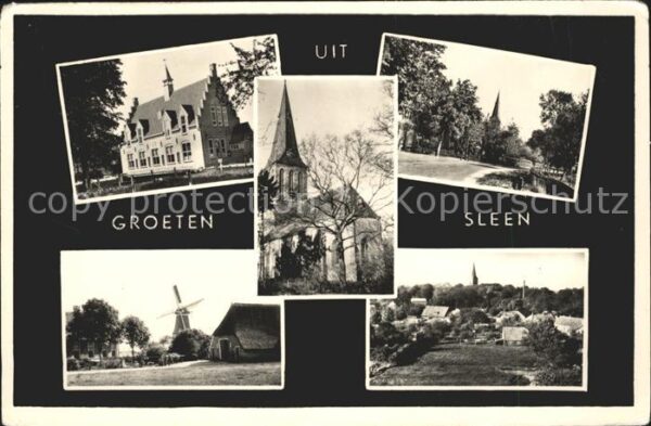 Sleen Gebäude Strassenpartie Kirche Windmühle