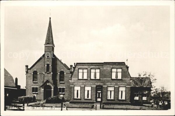 Roden Netherlands Geref Kerk met Pastorie Kirche