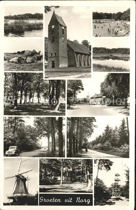 Norg Teilansichten Schwimmbad Kirche Windmüh