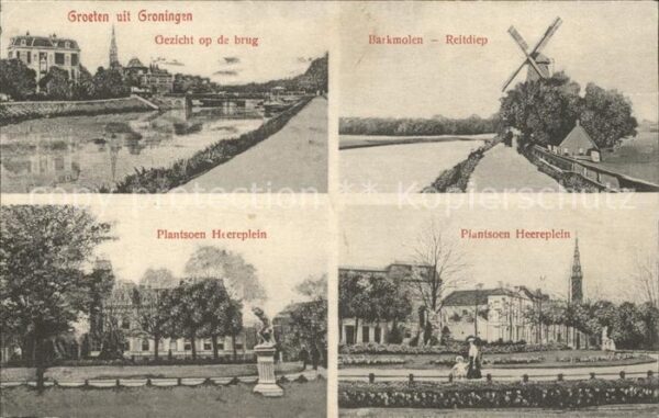 Groningen Brug Barkmolen Reitdiep Plantsoen Heere