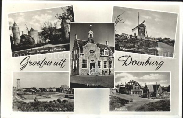 Domburg Kasteel Westhove Raadhuis Molen Panoram