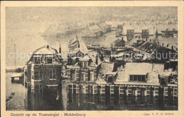 Middelburg Zeeland Gezicht op de Tramsingel Hochwasser