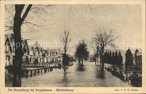 Middelburg Zeeland De Noordweg bij Brigdamme Hochwasser