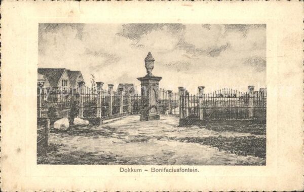 Dokkum Bonifaciusfontein Brunnen Künstlerkarte