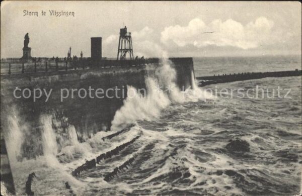 Vlissingen De Schelde bij storm Brandung
