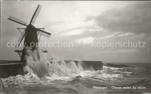 Vlissingen Oranje molen bij storm Windmühle Sturm