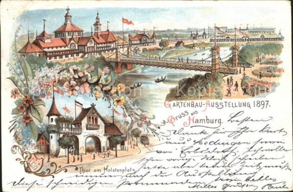 Gartenbauaustellung Hamburg Tor Holstenplatz Litho