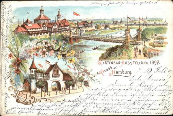 Gartenbauaustellung Hamburg Tor Holstenplatz Litho