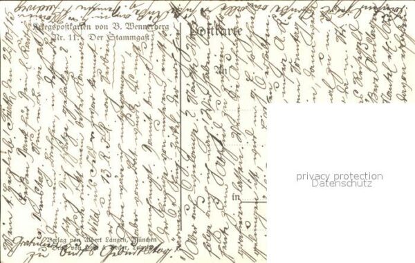 Wennerberg Brynolf Kriegspostkarte Nr. 11 Der Stammgast Ca – Bild 2