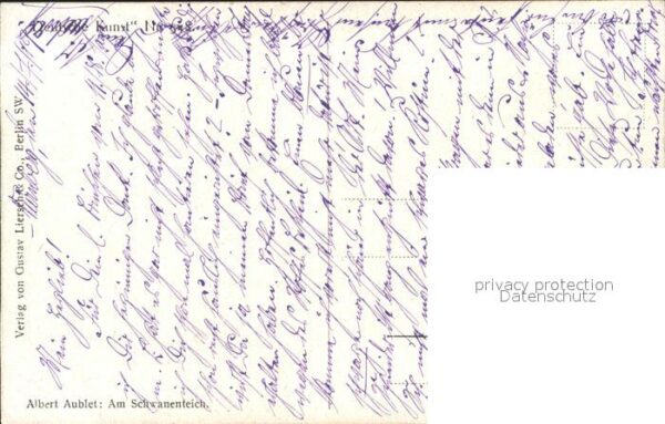 Kuenstlerkarte Albert Aublet Am Schwanenteich Deutsche – Bild 2