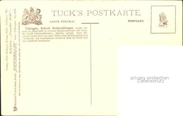 Verlag Tucks Oilette Nr. 1615 Tübingen Schloss Hohentübingen Cha – Bild 2