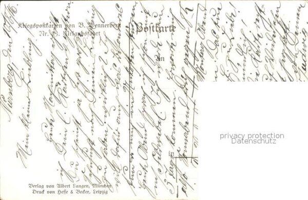 Wennerberg Brynolf Kriegspostkarte Nr. 13 Urlaubsfahrt Sol – Bild 2