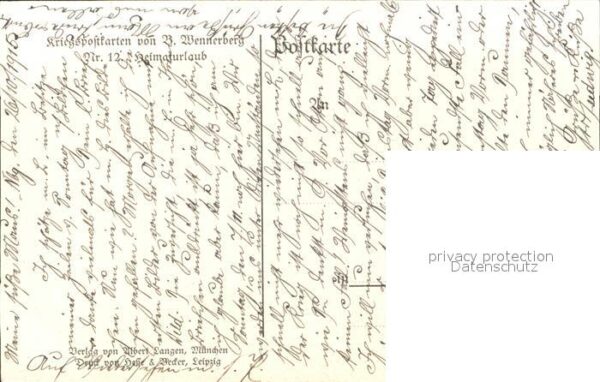 Wennerberg Brynolf Kriegspostkarte Nr. 12 Heimaturlaub Sol – Bild 2